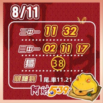 2022/08/11 今彩539阿財版路-二中一+三中一+獨支+尾數