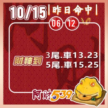 2022/10/15今彩539阿財版路-雙尾數